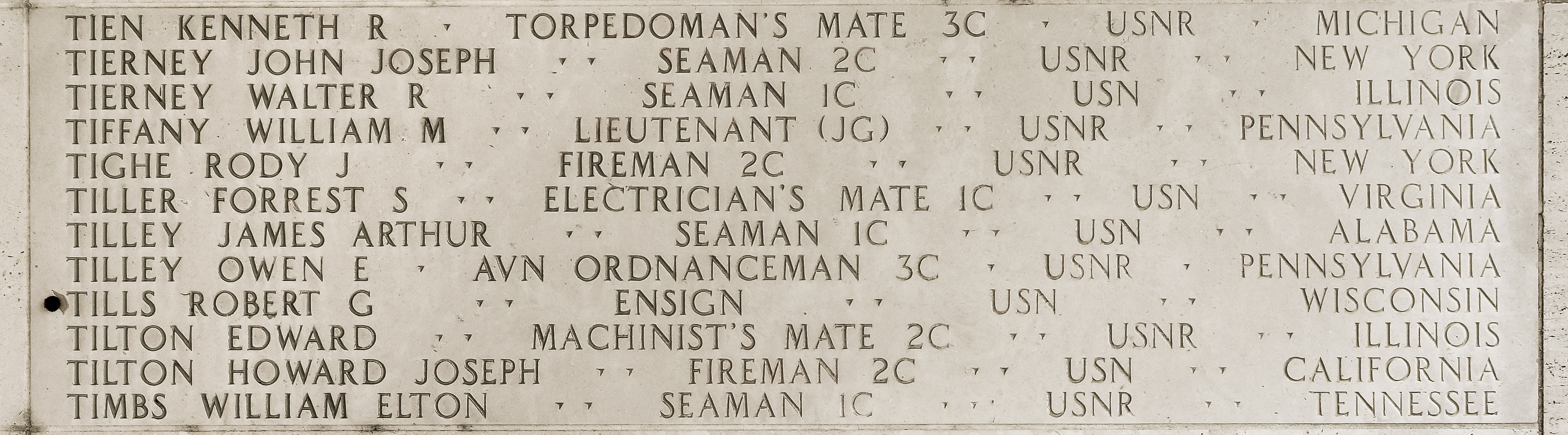 Owen E. Tilley, Aviation Ordnanceman Third Class